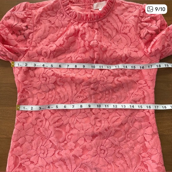 Rachel Parcell | Women’s Coral Lace Ruffle Neck Button Down Back Blouse Top Pink - Picture 8 of 8